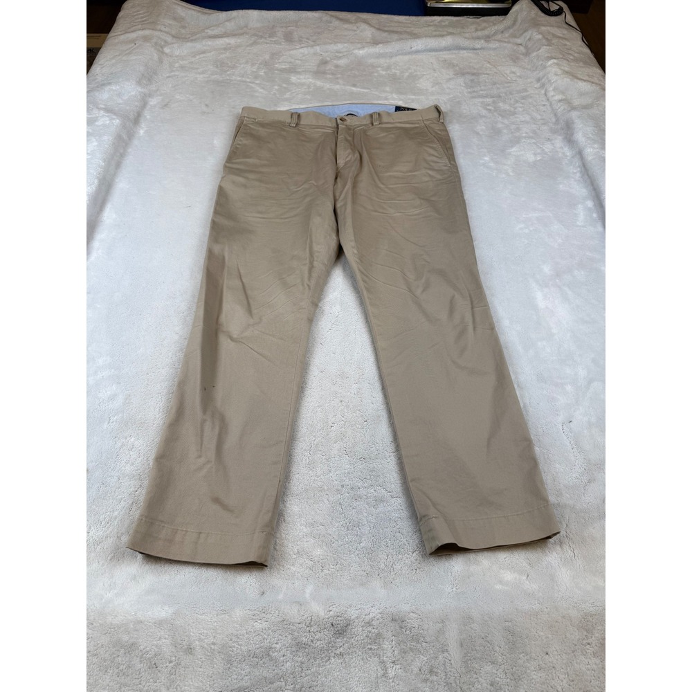 Polo Ralph Lauren Mens Stretch Slim Fit Chino Pants Khaki Tan 36x30 Cotton Twill